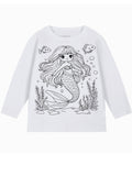 Unique diy fun graffiti hand-painted coloring mermaid design 95% cotton spring/autumn american style girls' long-sleeve t-shirt