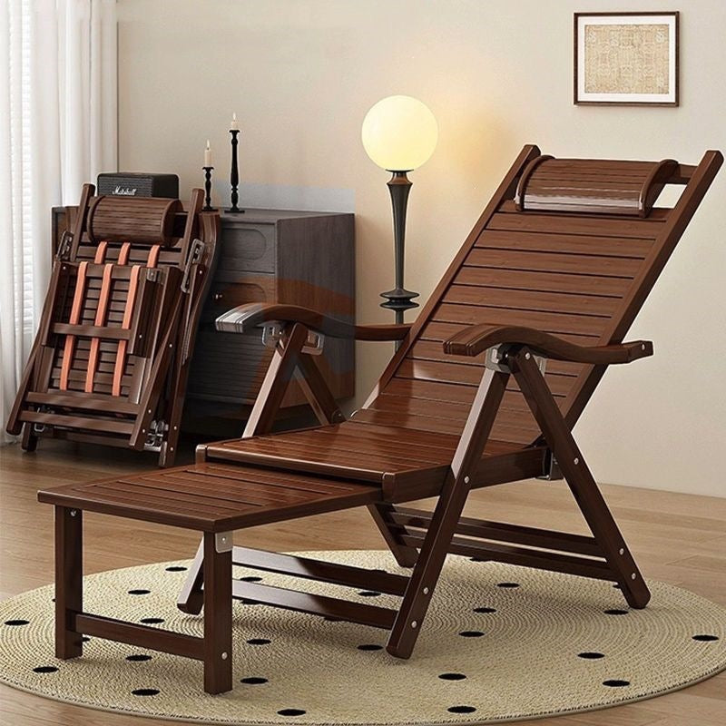 Foldable reclining chair - adult bamboo rocking chair - home comfort nap lounger - lazy person's chair - elderly balcony leisure dual-use chair