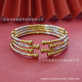middle eastern two-tone beaded bracelet - elegant and stylish embossed pattern adjustable bangle - fashion accessory