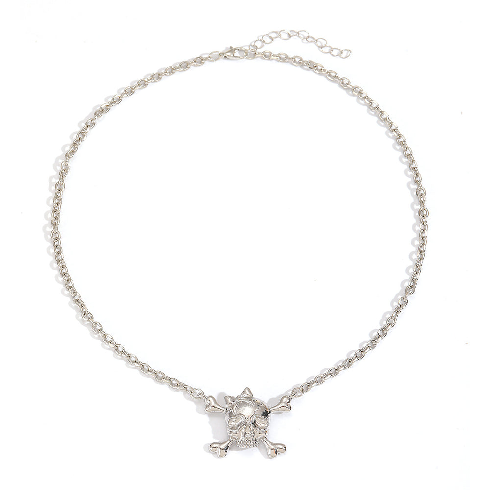 Sweater necklace wholesale fashion cross-border accessories stylish women's hip-hop street skull star halloween clavicle chain