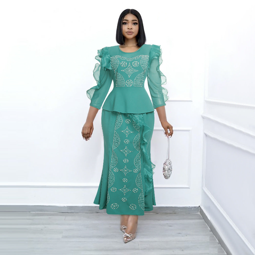 Fashionexport african women's clothing  private server socialite silmdresstwo-piece settopsskirt