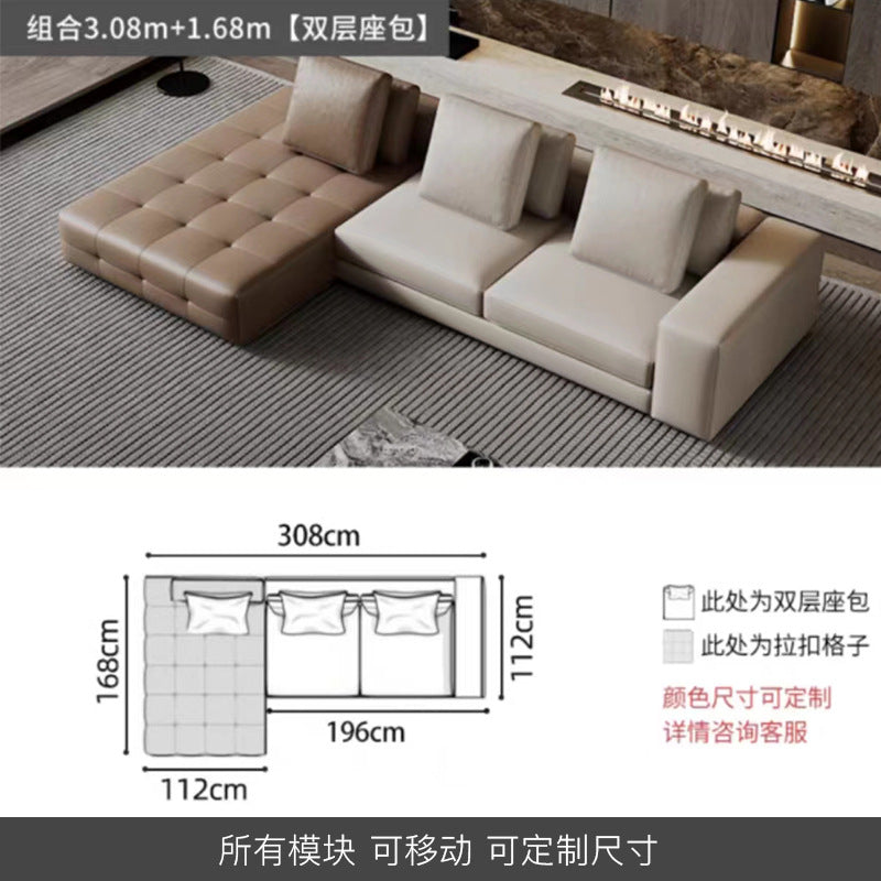 Lawrence genuine leather sofa italian normcore large and small apartment house villa customer corner sofa modern straight row leather sofa