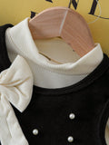 autumn/winter new arrival: british-inspired vintage black two-piece bow dress set (instagram style)