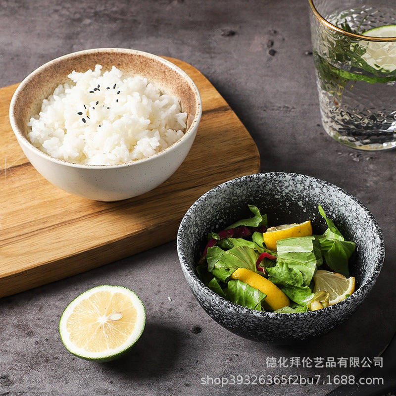 Japanese ceramic tableware restaurant stoneware porridge rice bowl commercial 4.5inch korean bibimbap small bowl for home soup bowl
