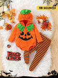 Baby girl halloween party outfit long sleeve hooded romper and pants set