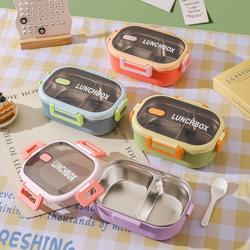 304 stainless steel insulated lunch box - perfect for kids, office workers, and students. features divided compartments and microwave-safe heating