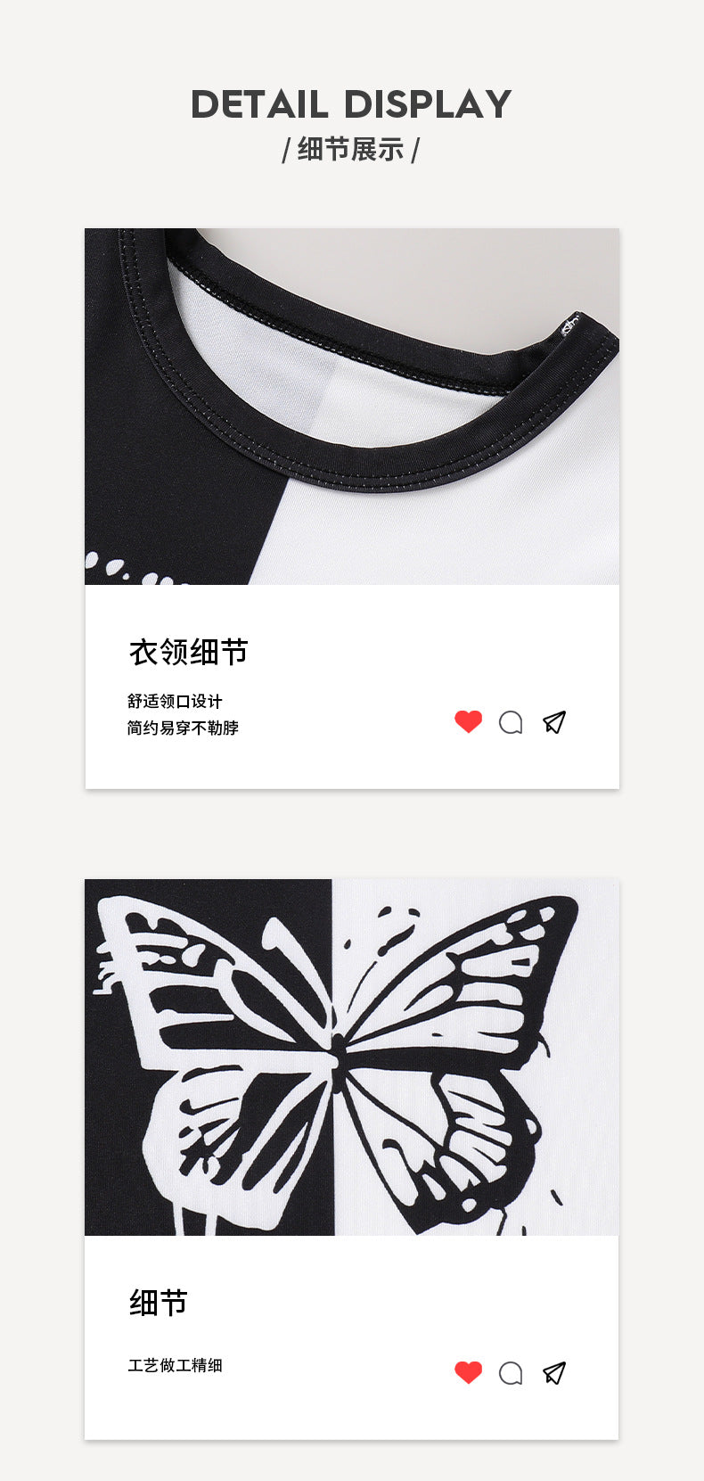 girls' sweatshirt set - black and white color block with butterfly and letter print, trendy skirt, kids' autumn two-piece outfit