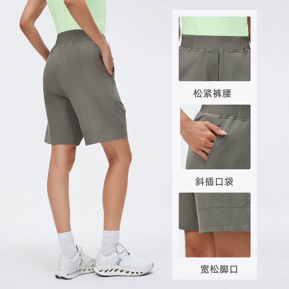 High-waisted casual capri shorts for women - lightweight, breathable, athletic running shorts - loose fit, straight leg, mid-length workout shorts - summer style d26068