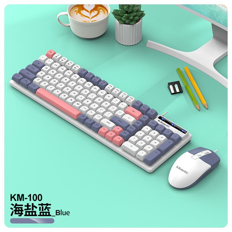 Viper km100 wired keyboard and mouse combo - mechanical feel, color matching, usb, for office, pc, and laptop