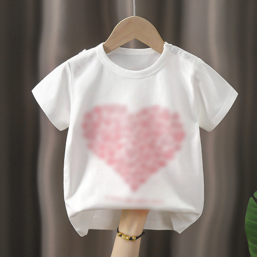 Kids' summer : pure cotton t-shirts for boys and girls - boys' tops, girls' crew neck short-sleeve tees, baby cartoon short-sleeves
