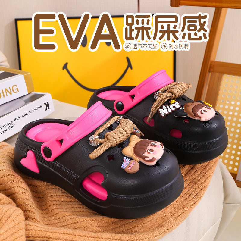 Summer height-increasing beach shoes and sandals, independent best selling2025 student fashion outwear, thick-soled crocs for women