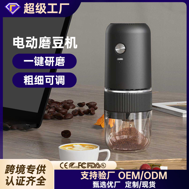Electric coffee grinder - italian espresso & pour-over bean mill - adjustable grind size - rechargeable & portable - compact home coffee grinder