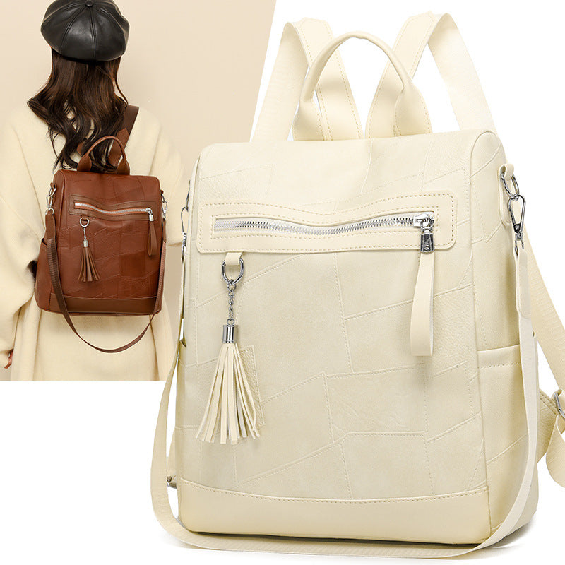 Backpack women's 2024 new high-end large-capacity casual backpack simple and fashionable college student anti-theft schoolbag