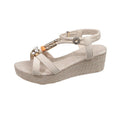 Women's beaded wedge sandals for export to europe and the us - new bohemian thick-soled platform roman sandals for summer