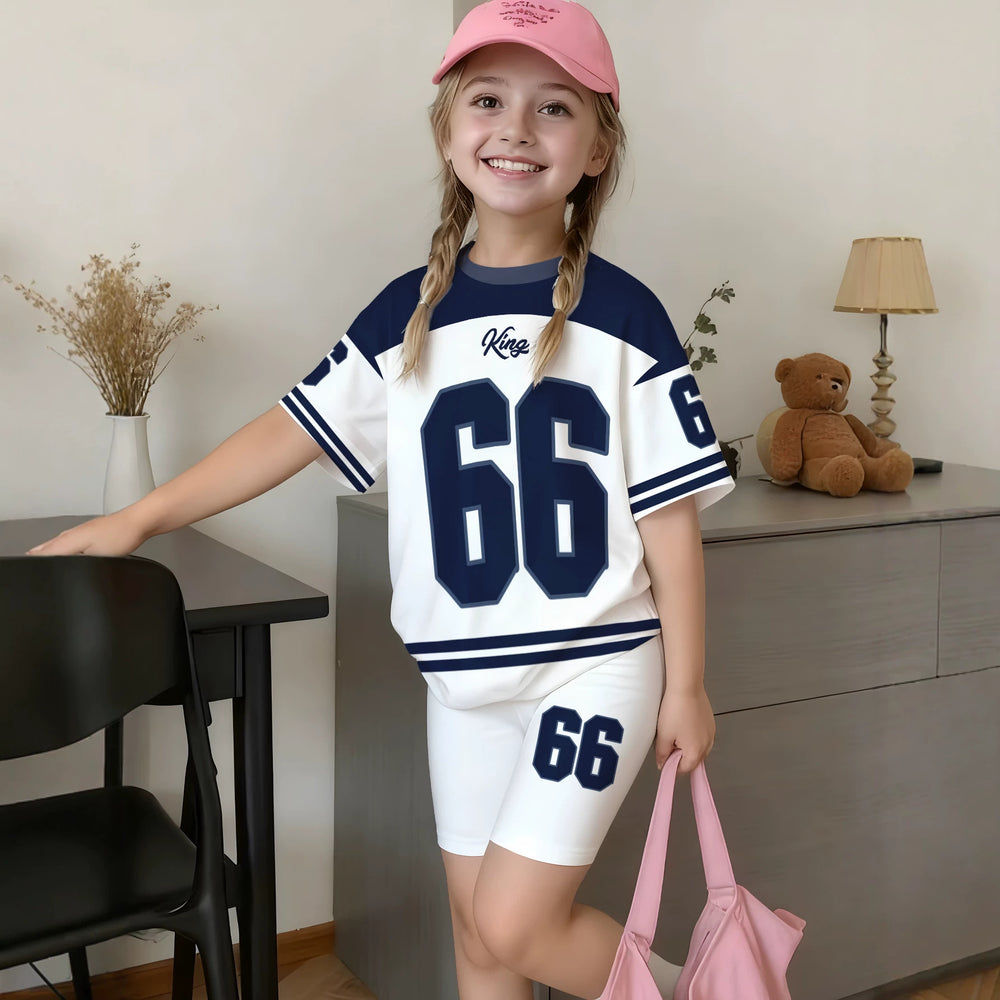 wholesale girls' short-sleeve and shorts sets, fashionable spring, summer, and autumn outfits for girls