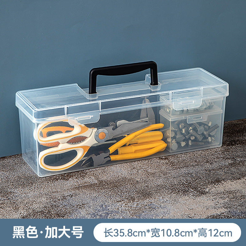 Household Multifunctional Hardware Toolbox Transparent Portable Tools Storage Box Wrench Screw Accessory Box Parts Box