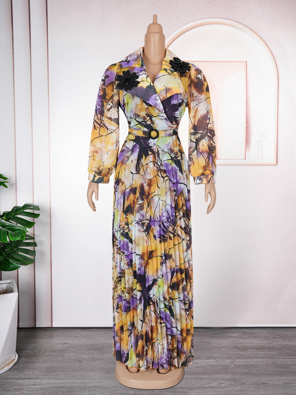 Amazon new plus size printed dress women's fashion european and american cross-border e-commerce independent fashion dress