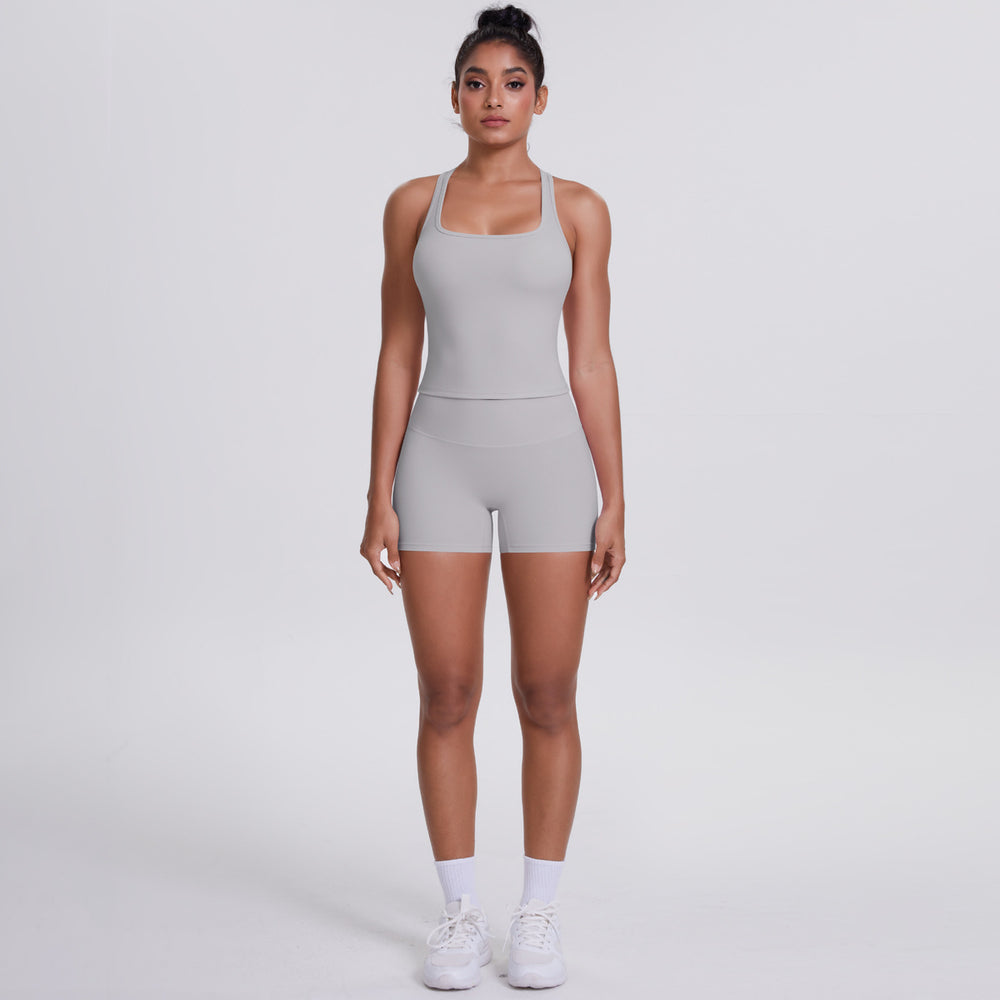 Cloud-feel brushed outdoor casual running yoga clothes, quick-drying, beautiful back, hip-lifting, tight shorts, sports and fitness clothes suit