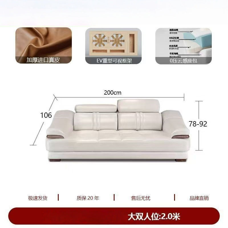 2025 new genuine leather sofa set, modern leather furniture for home living room, top grain cowhide sofa