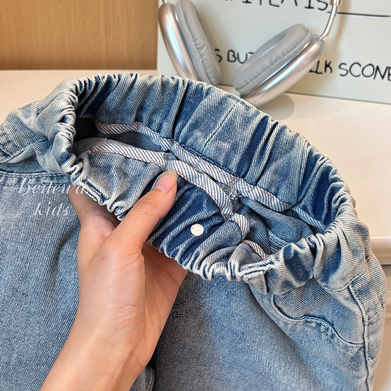 Boys' new autumn ripped jeans, korean style casual pants, stylish and versatile fashionable loose-fit trousers