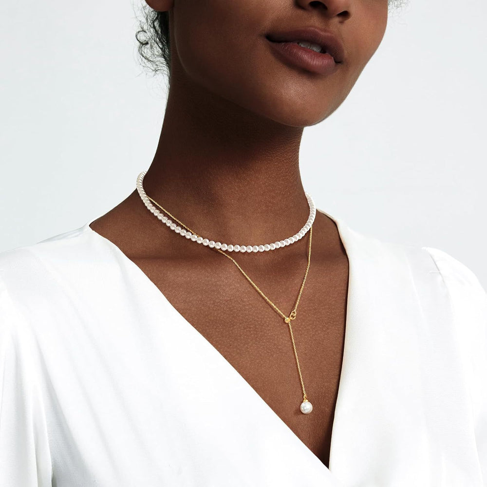 Export fashion new layered imitation pearl necklace stacked y-shaped pearl pendant clavicle chain adjustable easiest for match jewelry