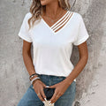cross-border women's fashion minimalist t-shirt: new spring/summer v-neck, age-defying, versatile, and elegant top