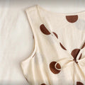 cross-border fashion summer casual vacation women's cute beige two-piece sleeveless polka dot tie-up top and pants set