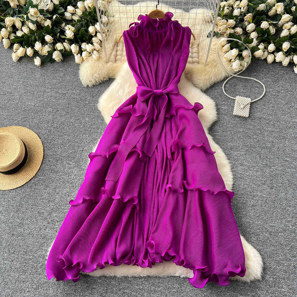export elegance miyake pleated dress skirt pleated long heavy industry pleated classy exquisite dress for women