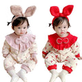 Spring autum baby infant cute princess style jumpsuit baby girl patchwork cherry style romper outing clothes
