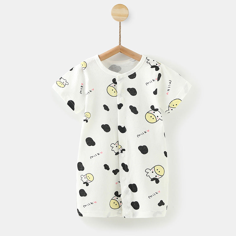 Baby pure cotton baby onesie short-sleeved kids romper summer crawler suit 0-2 years old newborn pajamas outwear suit