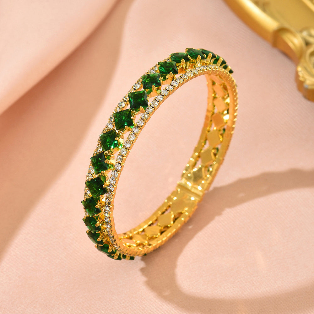 Colorful full diamond bracelet wholesale european and american cross-border retro accessible luxury high-end fashion jewelry daily women's open bracelet