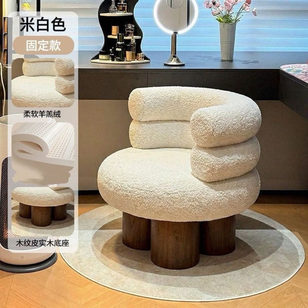 Single lazy sofa chair cream style cashmere popular dopamine living room bedroom solid wood creative casual chair