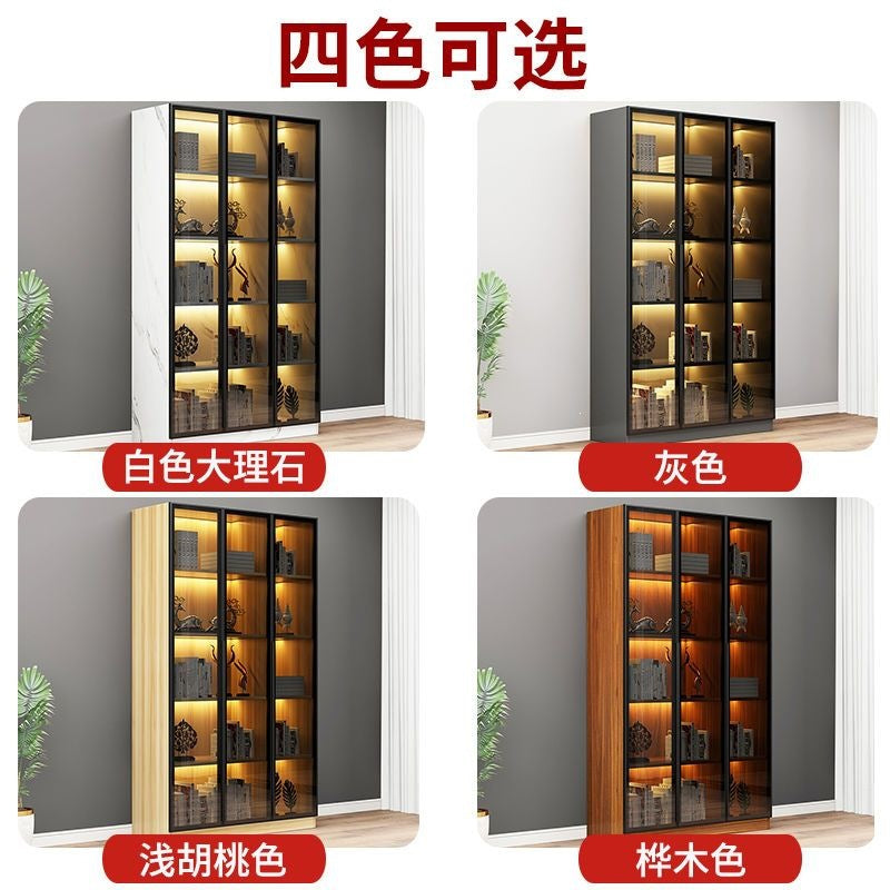 Casual glass door bookcase combination floor-standing display cabinet accessible luxury living room figure gundam storage wine cabinet