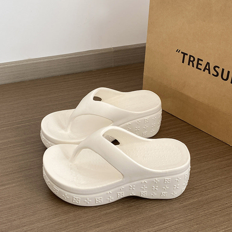 2026 new patterned flip-flops: summer outdoor beach sandals, women's eva wedge heel slides, anti-slip & odor-resistant