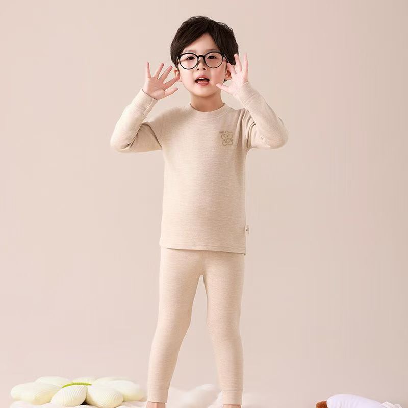 Kids silk cashmere boneless autumn clothes and long johns boys and girls home clothes baby heattechintimatessuit type a wholesale