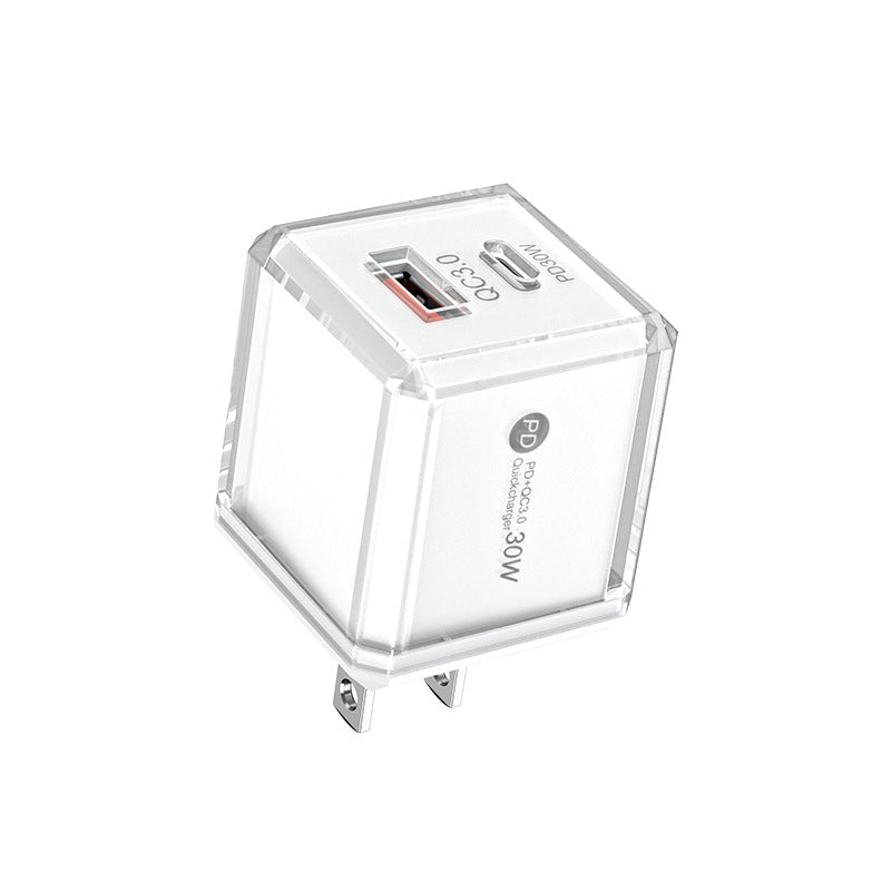 Big ice cube a+c macaron european, american and british mobile phone fast charging head qc3.0+pd20w dual-port cross-border supply