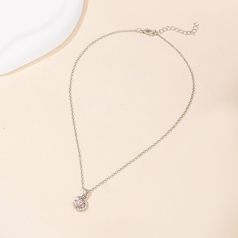 Wholesale autumn/winter necklace accessories: european and american cross-border jewelry, women's versatile diamond-studded star alloy pendant, minimalist sweater chain