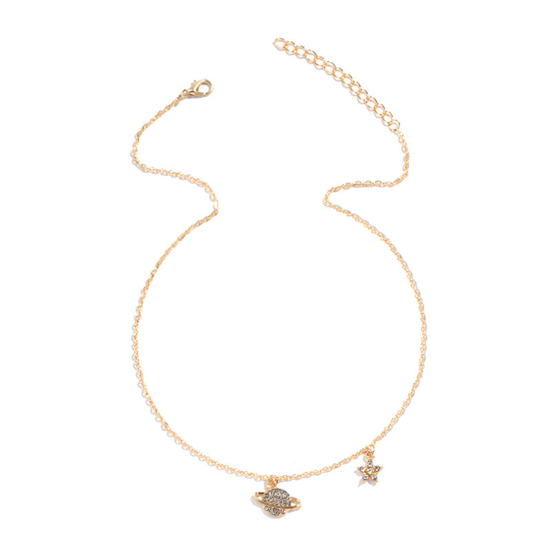 Star and moon necklace wholesale fashion cross-border o-shaped chain jewelry women's ins style niche style design high-end fall and wintersweater chain