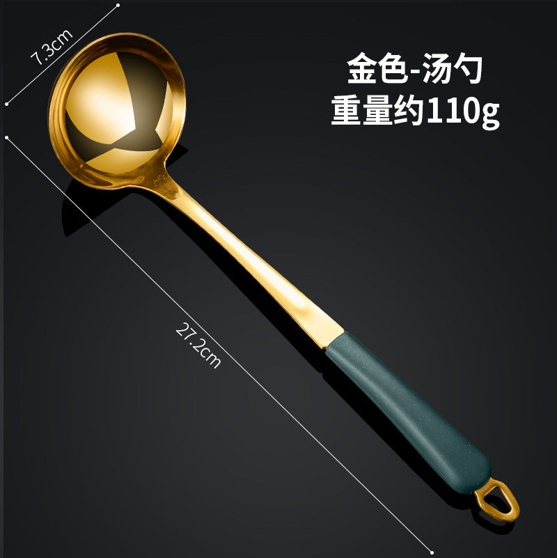 Customized stainless steel hot pot spoon creative tool kitchen silicone thickened handle soup spoon porridge spoon colander filter