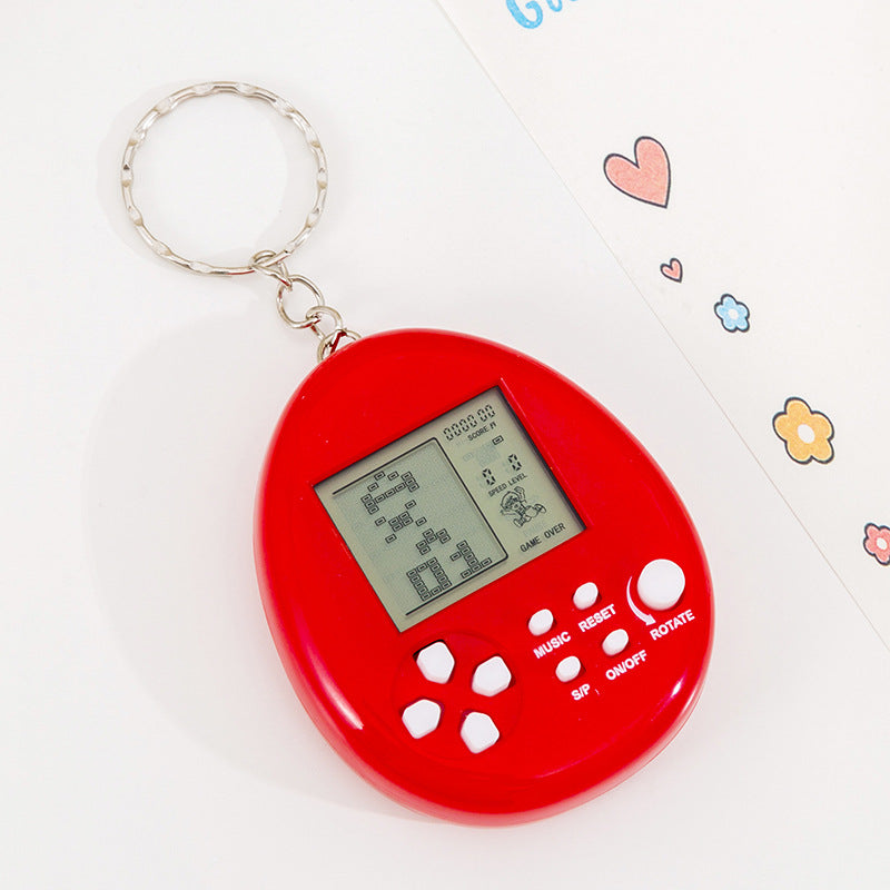 creative round keychain tetris mini game console toy handheld electronic game console charm