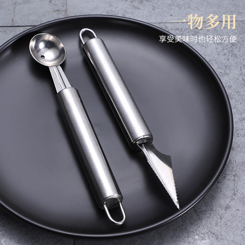 Stainless steel fruit and vegetable baller - carving knife, ball scoop, fruit platter diy tool kitchen utensil set