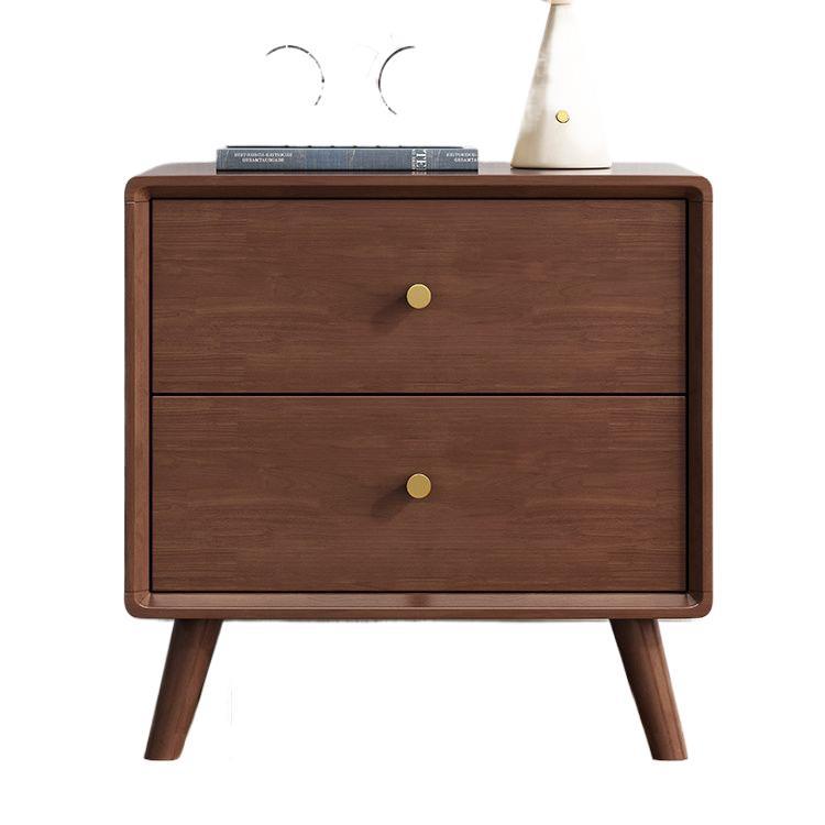Solid wood nightstand bedside table - minimalist modern bedroom storage cabinet - compact japanese-style organizer for small spaces