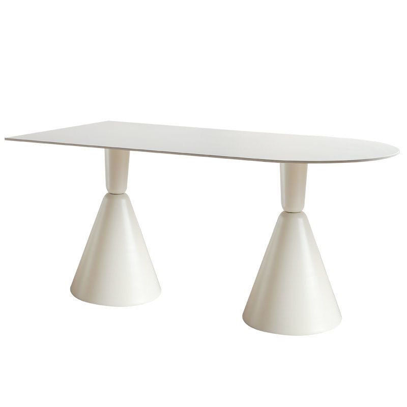 Luxury modern minimalist small apartment home oval dining table french cream style sintered stone dining table and chair set