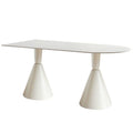 Luxury modern minimalist small apartment home oval dining table french cream style sintered stone dining table and chair set