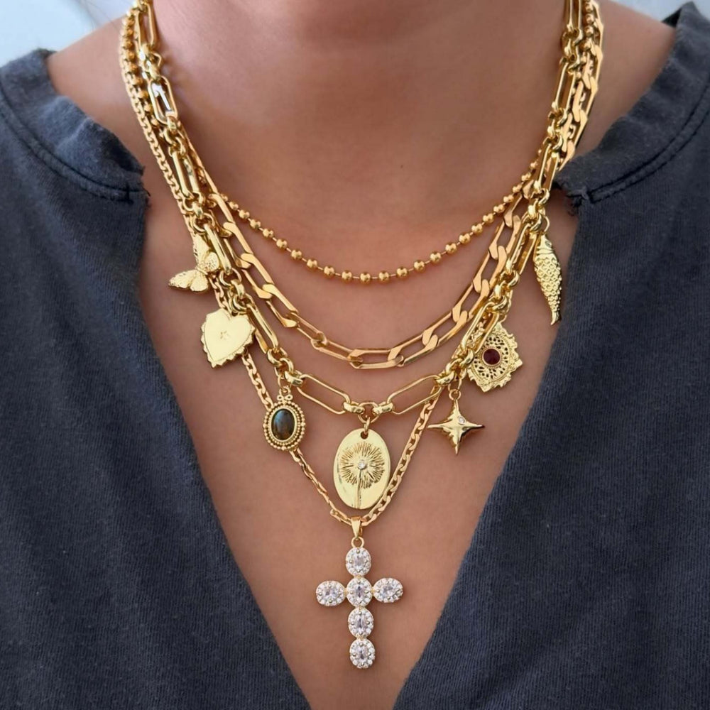 Long cross necklace wholesale pendant retro bow heart stacking design necklace clavicle chain