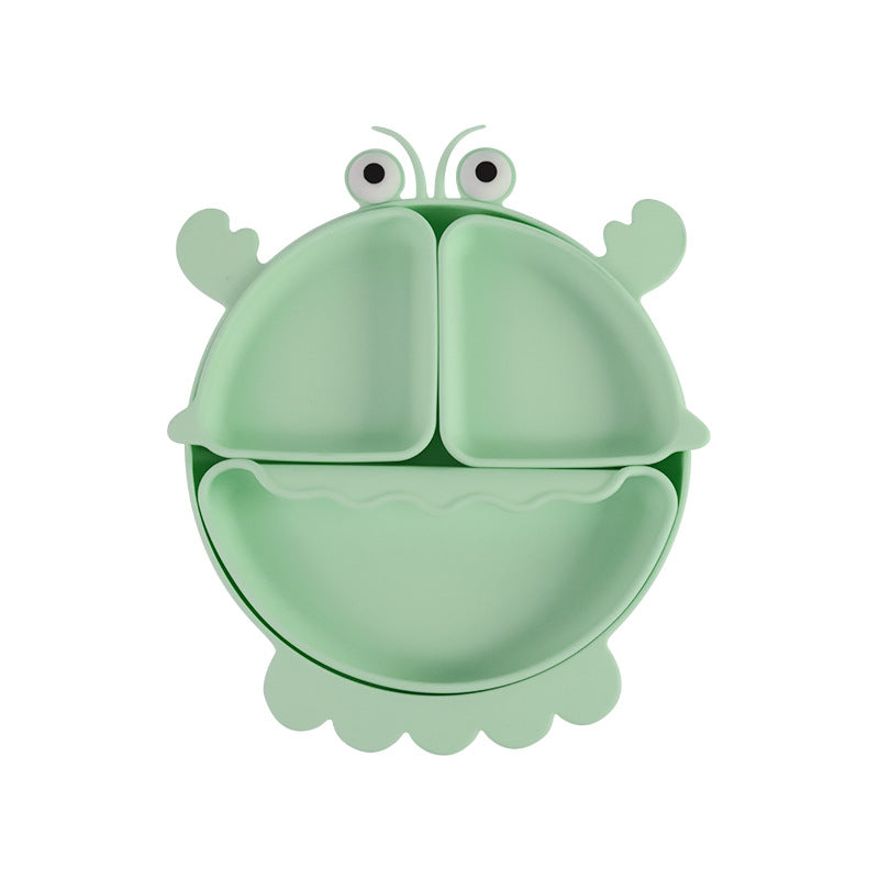 Food grade silicone children's plate baby complementary food bowl cartoon crab grid plate baby independent eating tableware