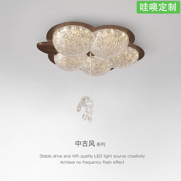 [Wow] Flower antique resin gold foil ceiling light room light French retro tea room light advanced sense