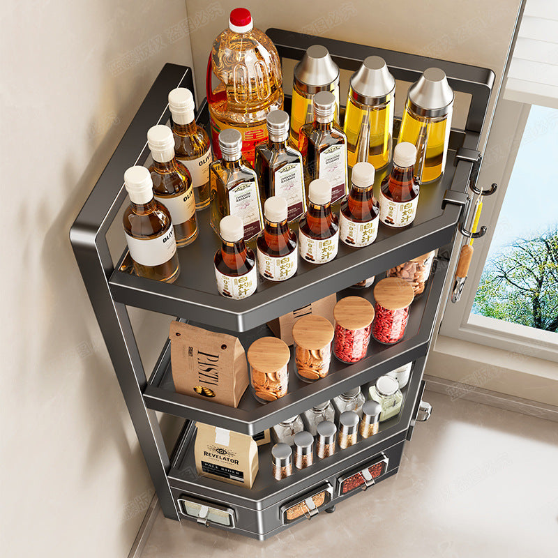 Kitchen Countertop Seasoning Shelf Household Multifunctional Seasoning Oil Salt Sauce Vinegar Storage Box Seasoning Storage Shelf