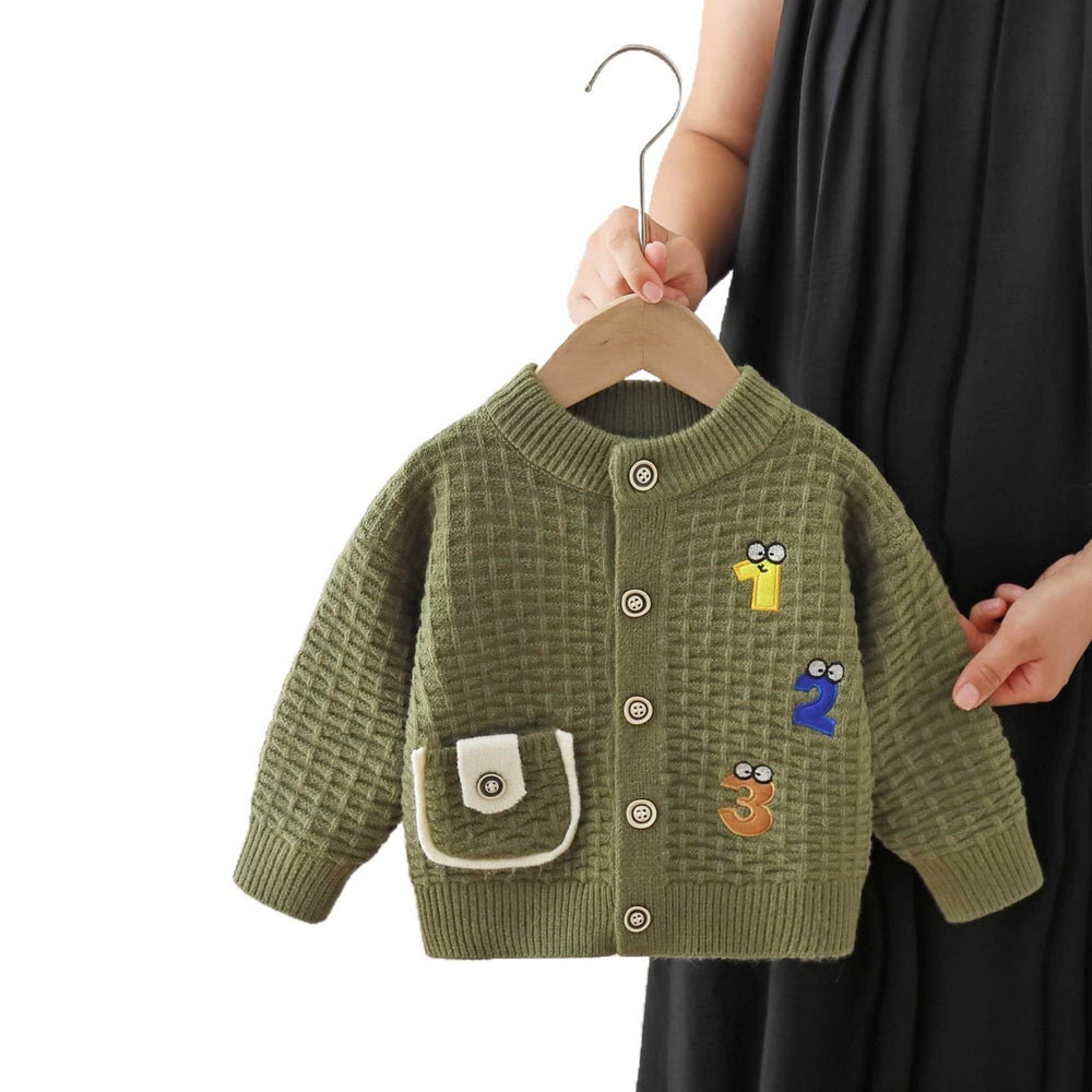 Kids' embroidered cartoon letter knit cardigan -  autumn/winter collection - boys' and girls' baby sweater coat