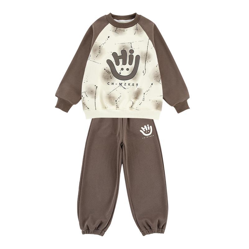 Girls' sweatshirt autumn/winter  new collection: kids' fleece-lined set, thickened winter outfit for older girls, stylish and trendy clothing